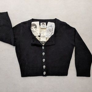 Betsey Johnson Vintage Skull Crop 3/4 Sleeve - S